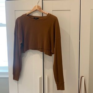 Copper cropped waffle long sleeve